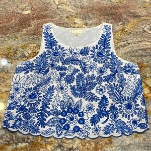 Moulinette Soeurs for Anthropologie embroidered sequin cropped tank